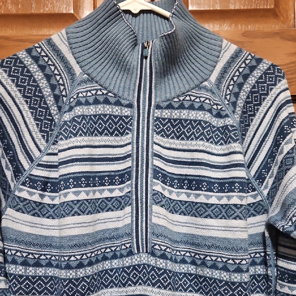 Blue Patterned Half-Zip Sweater NWT - image 3
